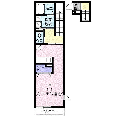 サニ-パティオII(ワンルーム/2階)の間取り写真