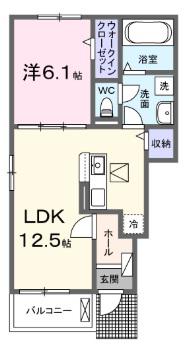 エレガント ピソ(1LDK/1階)の間取り写真