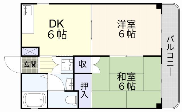 リバティー下曽根(2DK/3階)の間取り写真