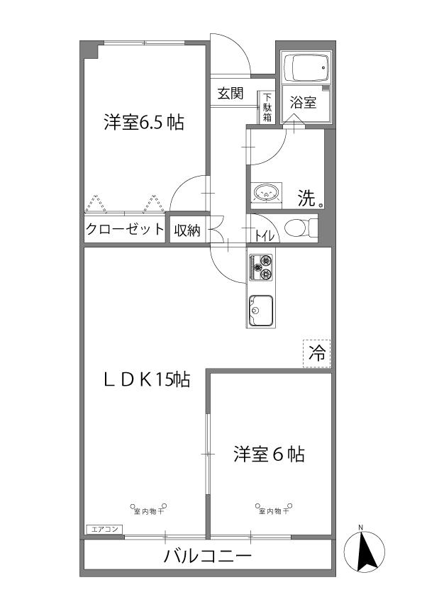 マンションパシフィック(2LDK/3階)の間取り写真