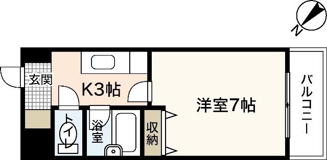 第2キャピタル祇園(1K/7階)の間取り写真