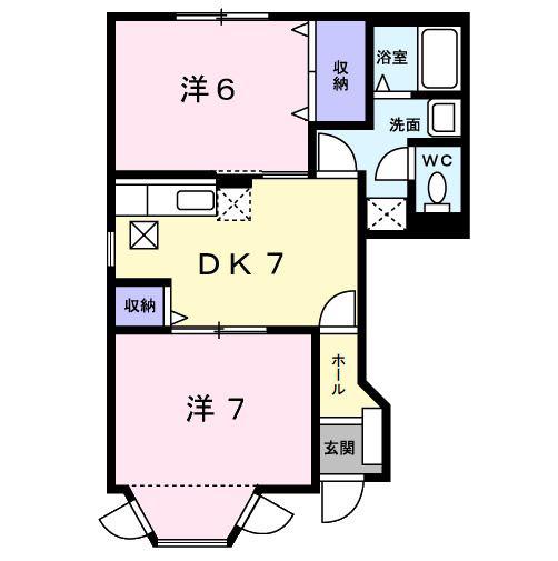 フローラ・イシイA(2DK/1階)の間取り写真