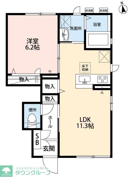 ハピリィ東船橋(1LDK/1階)の間取り写真