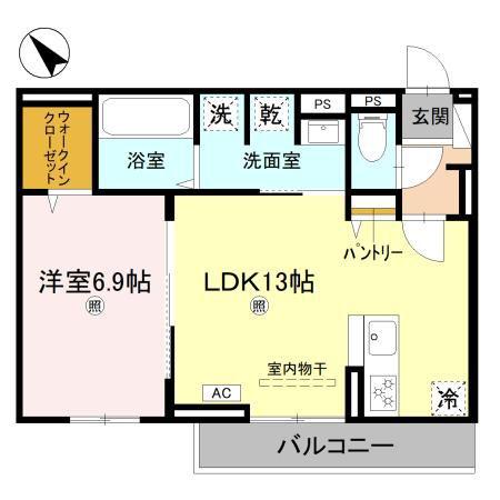 D-PLACE良野(1LDK/3階)の間取り写真
