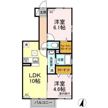 フラワーメゾン A棟(2LDK/1階)の間取り写真