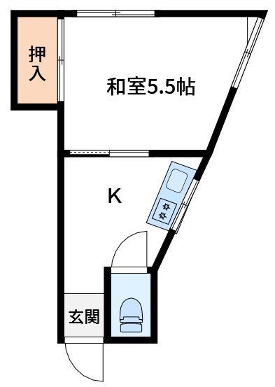 中山コーポ(1K/3階)の間取り写真