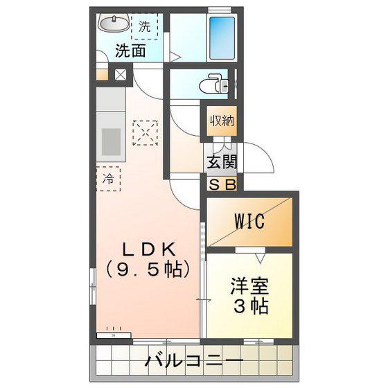 リビングタウンえどばしA棟(1LDK/1階)の間取り写真