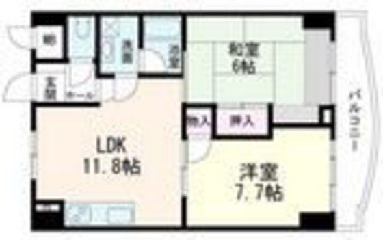 サンビレッジ段原(1LDK/9階)の間取り写真