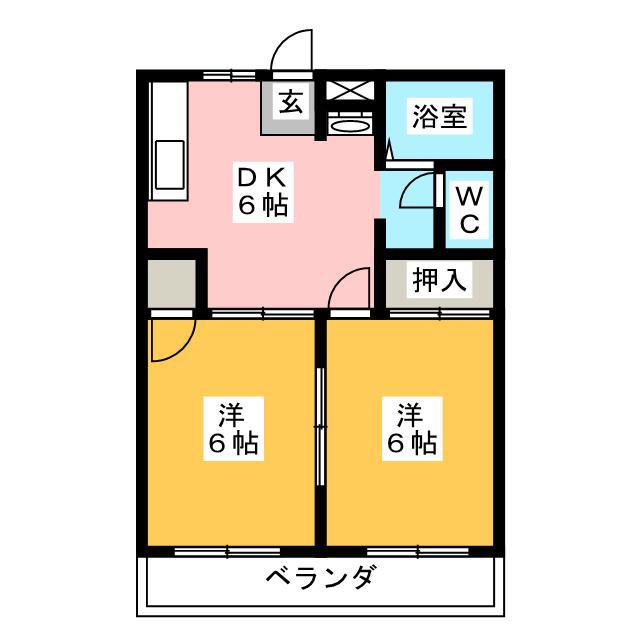 大恵第2マンション(2DK/2階)の間取り写真