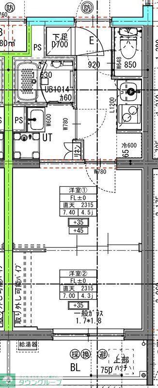ラヴィエール住吉駅前(2K/1階)の間取り写真