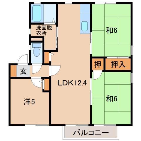 グリーンフルまつもと(3LDK/2階)の間取り写真