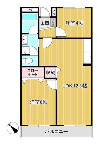 新珠マンション(2LDK/2階)の間取り写真