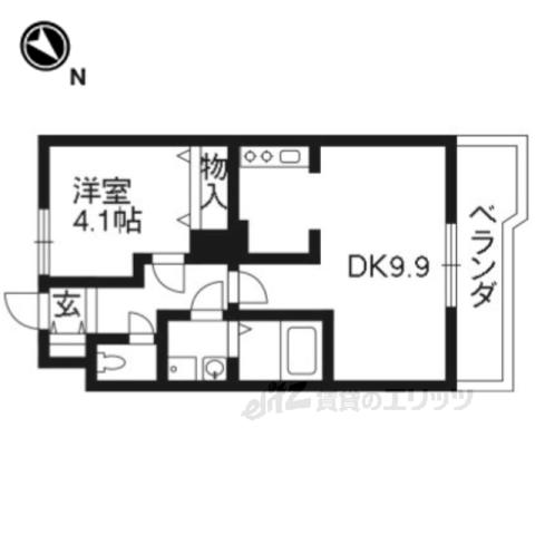 シャイン池之宮(1LDK/1階)の間取り写真