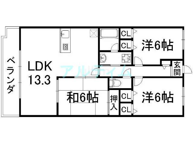 パデシオン新烏丸十条(3LDK/7階)の間取り写真