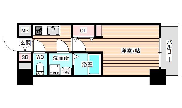 S-RESIDENCE福島玉川UNO(1K/3階)の間取り写真