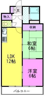館野コーポ(2LDK/7階)の間取り写真