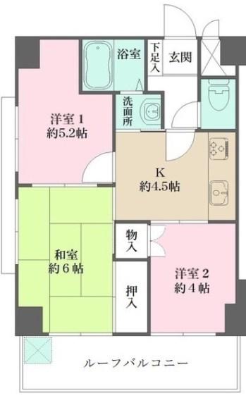 モンラヴィ甲南町(3K/3階)の間取り写真