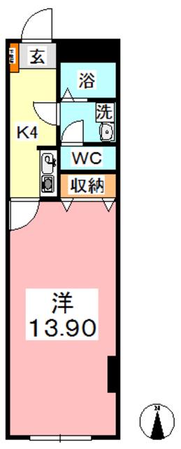 セントエルモ里庄(1K/1階)の間取り写真