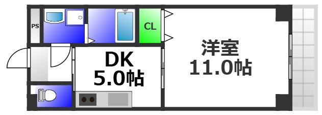 フィールライフ春日(1DK/3階)の間取り写真