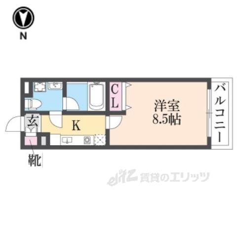 INOVE若江北(1K/2階)の間取り写真