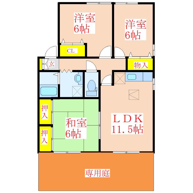セジュール雅(3LDK/1階)の間取り写真
