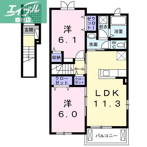 サンシャインハウスIII(2LDK/2階)の間取り写真