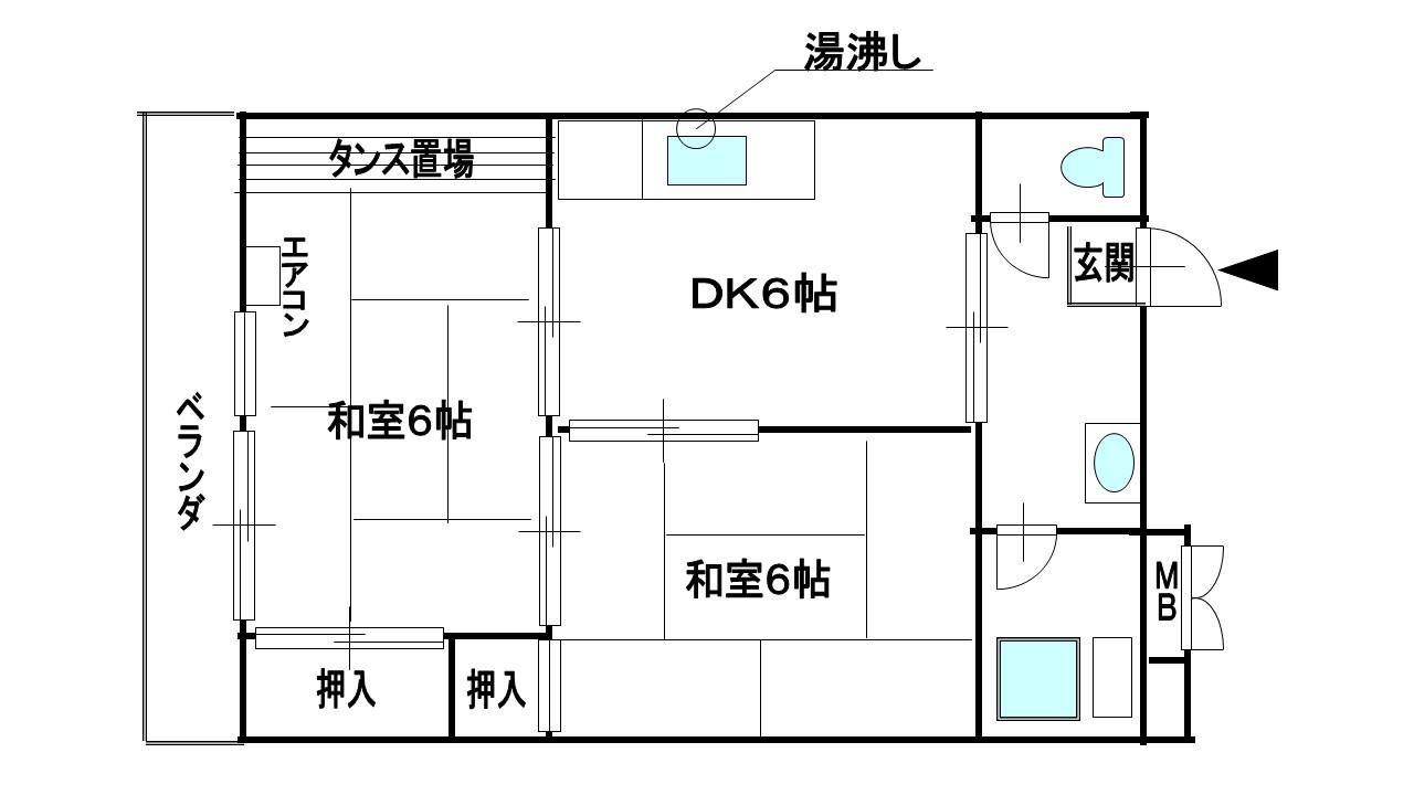 琴浦マンション(2DK/1階)の間取り写真