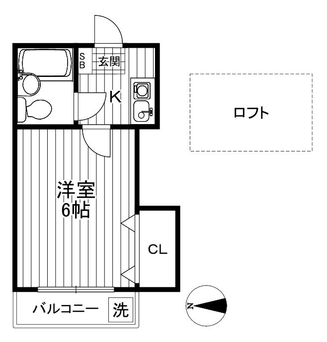 グリーングラス(1K/2階)の間取り写真