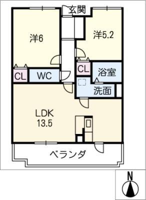 JASPER江南(2LDK/5階)の間取り写真
