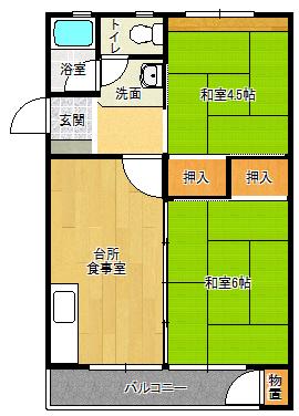 有野団地(2DK/3階)の間取り写真
