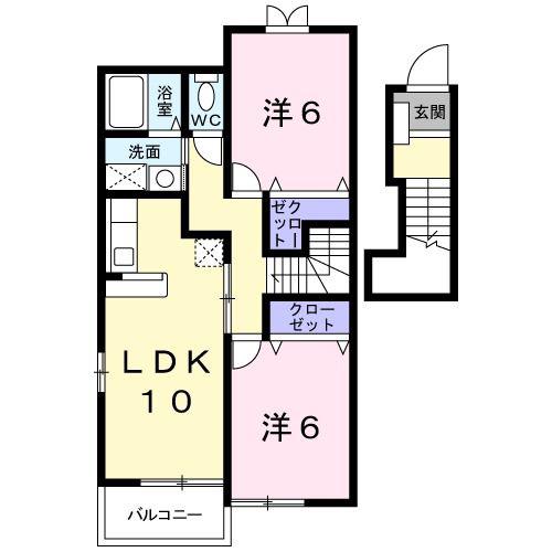 ROSEMARY(2LDK/2階)の間取り写真
