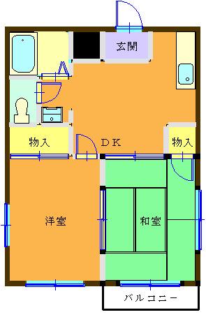 JR高崎線 倉賀野駅 徒歩26分 2階建 築36年(2DK/2階)の間取り写真