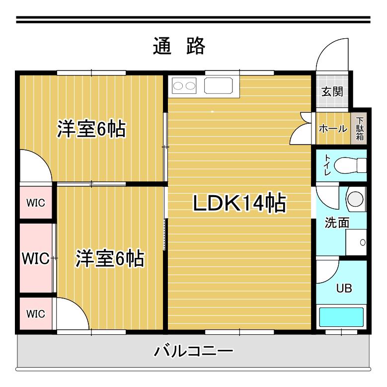 東予プラザハイツ 201号(2LDK/2階)の間取り写真