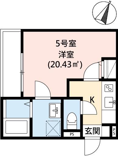 CRECIA竹ケ花(1K/2階)の間取り写真