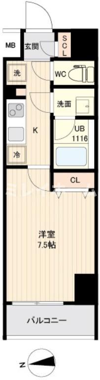 レジデンス大鳥居(1K/7階)の間取り写真
