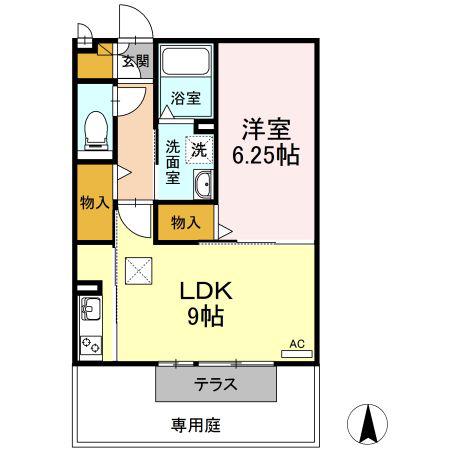 アヴニール大手(1LDK/1階)の間取り写真