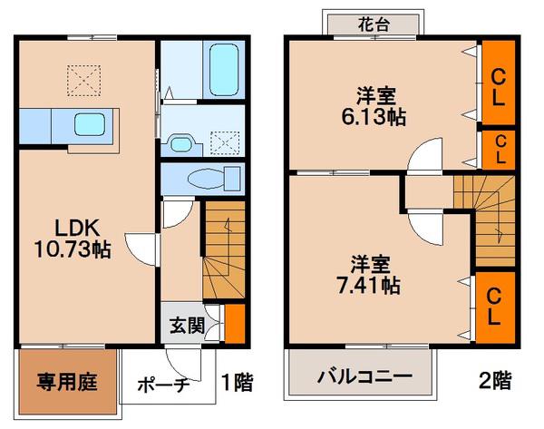 ファミーユ(2LDK/1階)の間取り写真