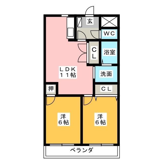 グランメール(2LDK/1階)の間取り写真