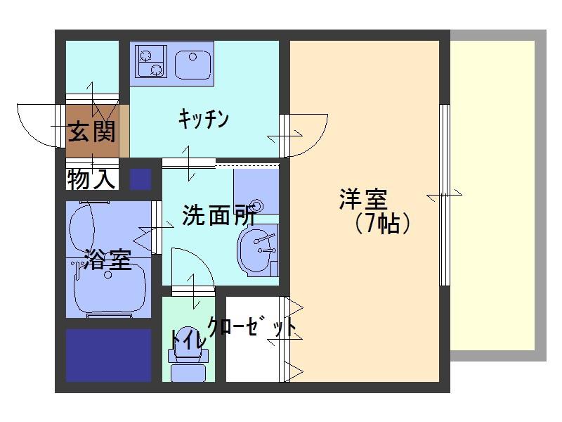 パークヒルズ玉造アジェラート(1K/2階)の間取り写真