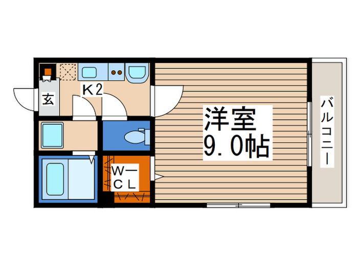 RIVER SIDE K(1K/2階)の間取り写真