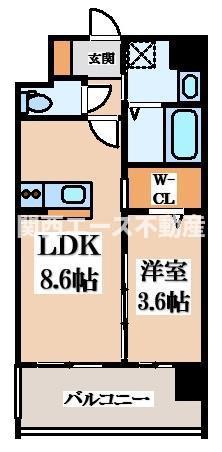 EST ONE 東大阪(1LDK/3階)の間取り写真