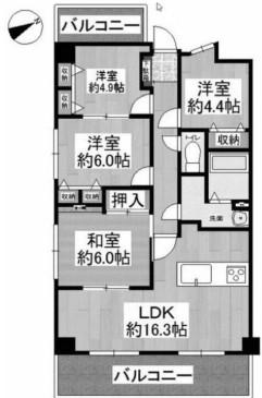 ダイアパレスウエストシティ(4LDK/8階)の間取り写真