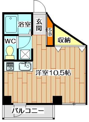 アンフィニィ真上(1K/2階)の間取り写真