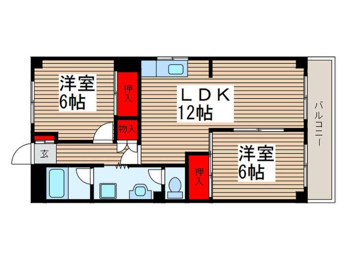 クレストヒル松戸(2LDK/2階)の間取り写真
