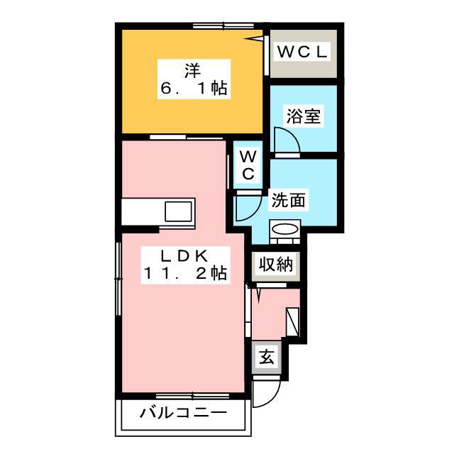 ミルトハーモニーA・B(1LDK/1階)の間取り写真