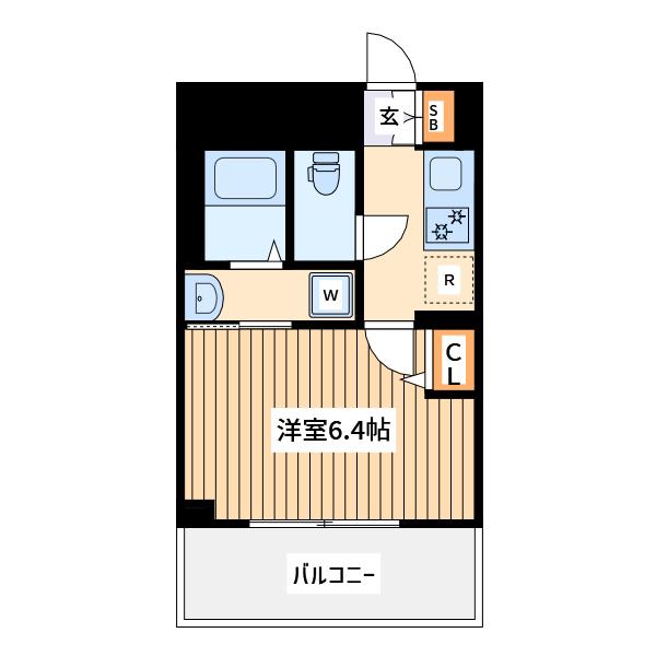 エヌステージつきみ野(1K/2階)の間取り写真
