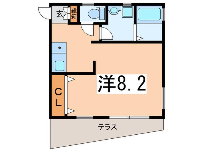 ラフォーレゆめが丘B(ワンルーム/1階)の間取り写真