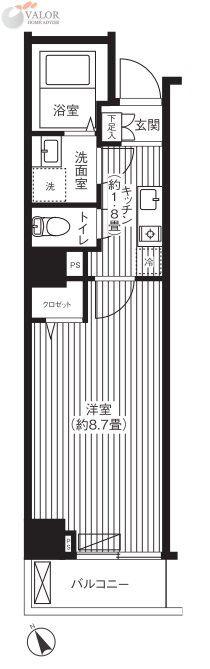 ルアン川崎(1K/2階)の間取り写真