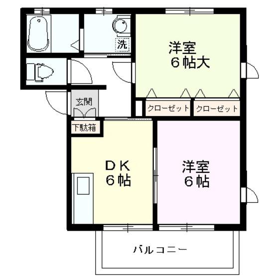 ガーディニア(2DK/2階)の間取り写真