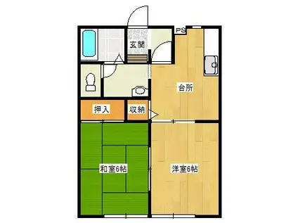 サンセプト(2DK/2階)の間取り写真